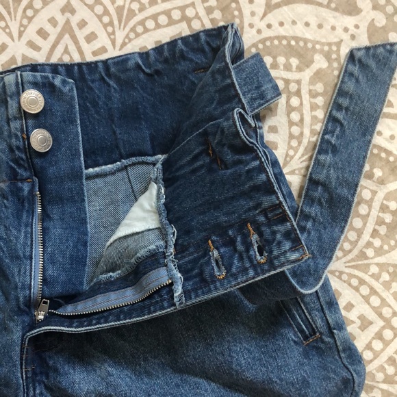 High Waisted Paper Bag Denim SHORT Shorts Size 30 Waist Forever 21 Los Angeles - Picture 6 of 10